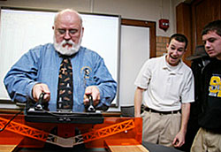 Ron Bowerman stress testing a spar with a Vernier Force Plate