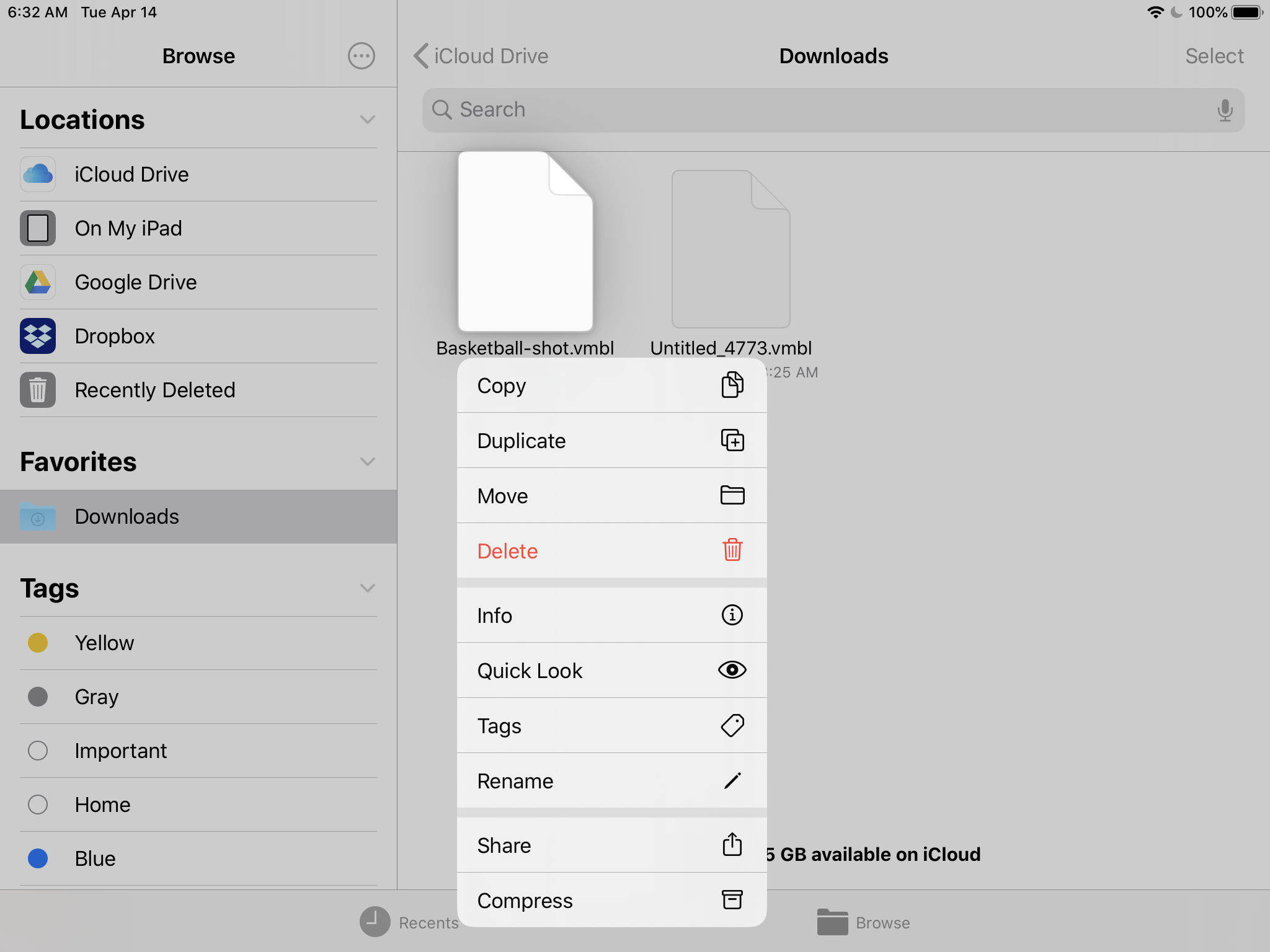 How do I save and open files from Vernier Video Analysis on iPadOS or
