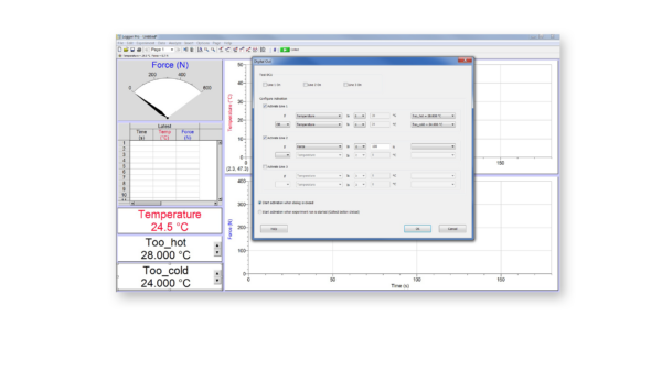 Configure the Digital Control Unit to activate using simple logic statements in Logger Pro