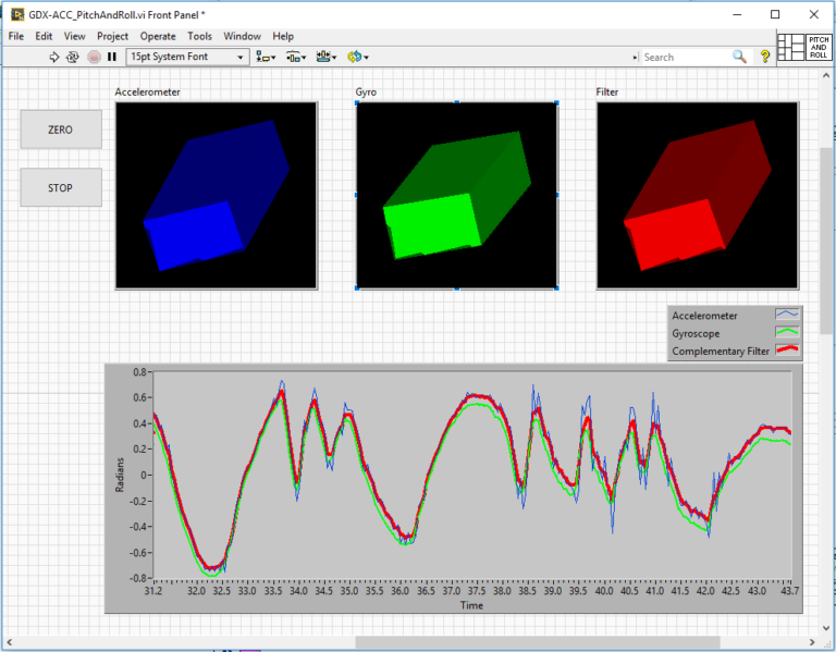 Determine Pitch and Roll with LabVIEW™ and the Go Direct® Acceleration