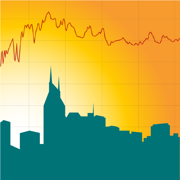 Illustration of a data trace over the skyline of Nashville