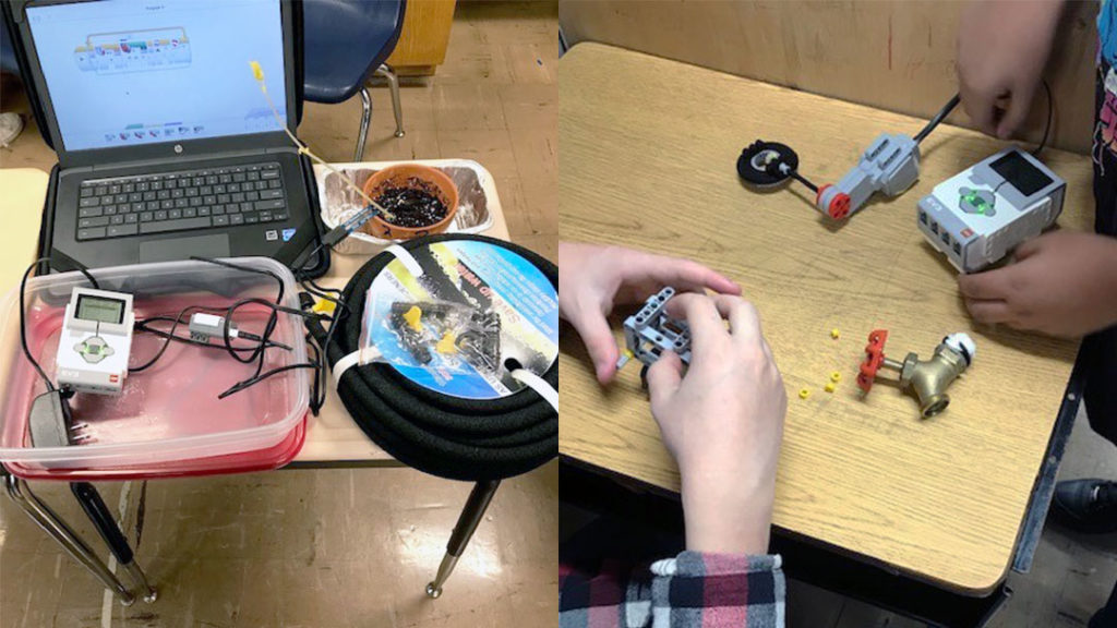 Students collaborating on an engineering solution.