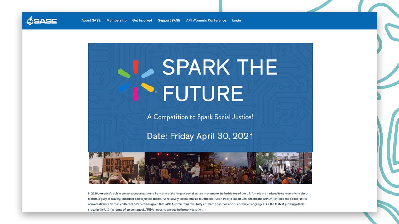 Screenshot of SASE website's Spark the Future page