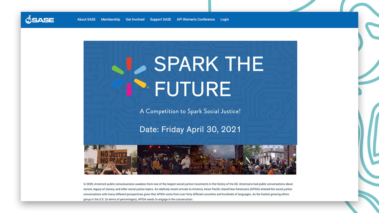 Screenshot of SASE website's Spark the Future page