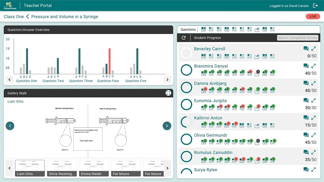 Vernier Connections live dashboard